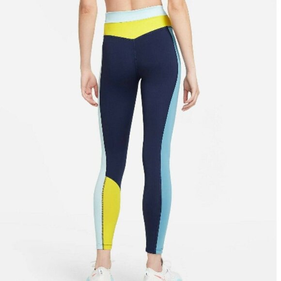 NIKE Blue & Yellow Colorblock Leggings, Mid Rise, Multiple Sizes, NWT!! - Picture 2 of 11